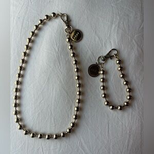 Dkny Gold Beaded Necklace and Bracelet Set